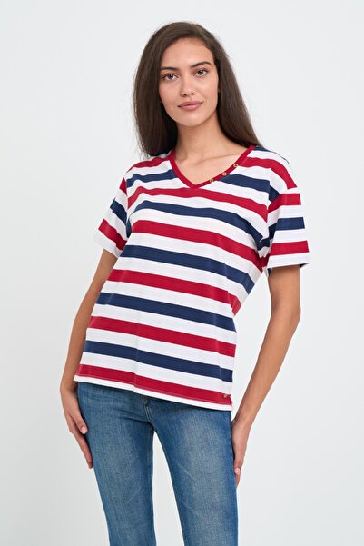 Lee Cooper Women's T-shirt with striped pattern and sequins