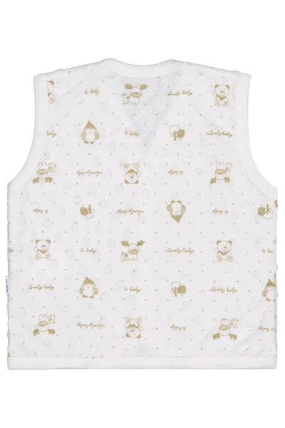 Minidamla Civil Baby Patterned 1-9 Months Vest - Ecru 3-6 Months