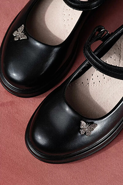 Zaira Pantofi fete negri din piele ecologica Sara #21359 - 36