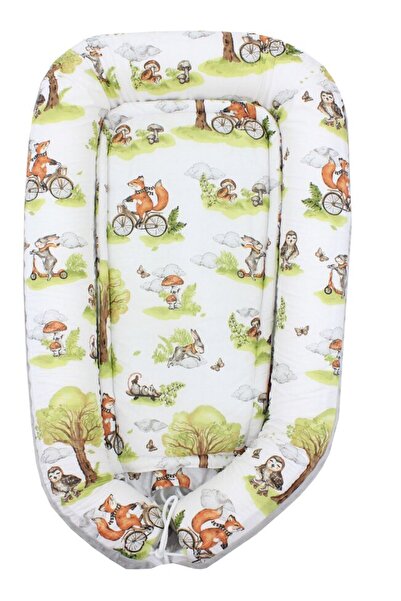 PRICHINDEL Cuib de Minky, Vulpe și prieteni, gri cu alb, 80x50 cm