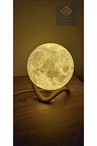saha3d sıradışı tasarımlar Dekoratif dekor ay gece lambası (17 cm)