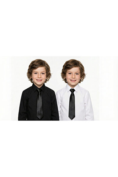 Masal Dünyası Bursa Satin Elastic Practical Boy's Tie - Black and Red Color O...