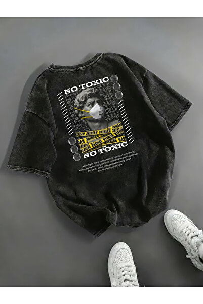 Freak Tshirt Black Color Printed Unisex Oversized Cut Washed Vintage T-Shirt