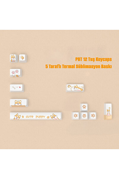 silabor PBT Süblimasyonlu Ek Klavye Tuş Takımı Mekanik Klavye Yüksek Derecede...