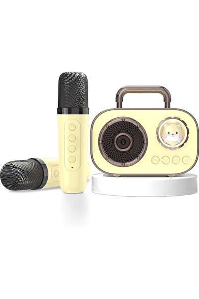 OEM Set de 2 microfoane karaoke wireless cu difuzor portabil, Bluetooth 5.3, 5 efecte vocale - Galben