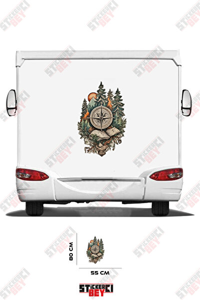 STİCKERCI BEY ملصق كارافان مع صورة البوصلة والشجرة