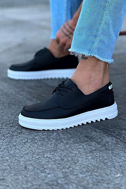 Mhoda Shoes حذاء كلاسيكي رجالي من الجلد برباط يومي من RLX506 CBT - أسود