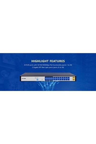 AREY TEKNOLOJİ FOREDGE 24port POE PS2024GC جيجابت 2-SFP سويتش قابل للإدارة عب...