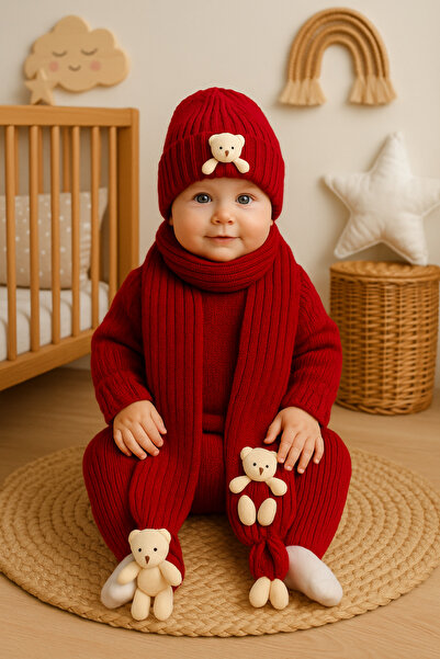 tinitins Knitwear Baby Boy Scarf Beanie Set of 2