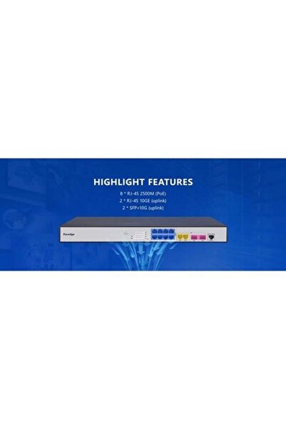 AREY TEKNOLOJİ محول شبكة FOREDGE ذو 8 منافذ POE طراز PS3008XGPSH مع 8 منافذ 2...