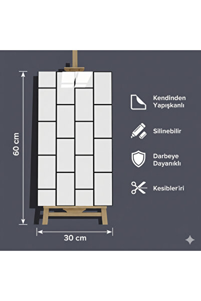 FiR&MeL Home 6024 Beyaz Tuğla Desenli Kendinden Yapışkanlı Duvar Paneli PVC 3...