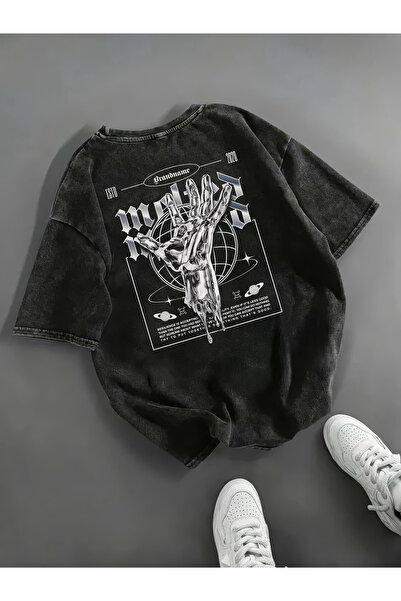 Freak Tshirt Black Color Printed Unisex Oversized Cut Washed Vintage T-Shirt