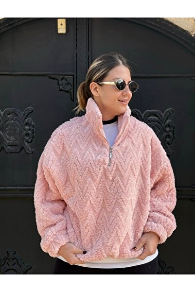 ZAREX Pembe Pelüş Sweatshirt