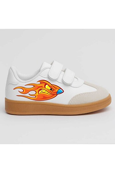 lias desing adidași cu bandă albă cu aspect ca cauciuc Angry Flame cu imprimeu