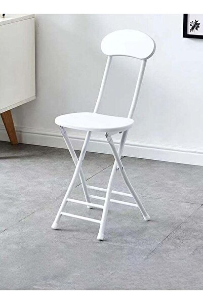 Taimi 1 Folding Portable Camping Chair with Metal Frame and Backrest, White - 76H x 45W x 34D cm