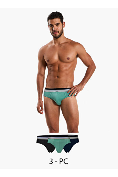 FAV سراويل داخلية قطنية رجالية بحزام خصر بلون مغاير - عبوة من 3 قطع