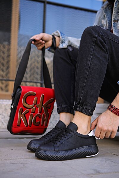 Lucy Shoes حذاء رياضي رجالي YG107 Felibord برباط يومي من الجلد CST - أسود/أبيض