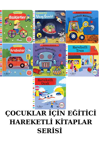 TÜRKİYE İŞ BANKASI KÜLTÜR YAYINLARI EĞİTİCİ HAREKETLİ KİTAPLAR SETİ BİSİKLETLER/UZAY GEMİSİ/ARABALAR/UÇAK/MAKİNALAR/OYUNCAKLAR VB+DEFTER