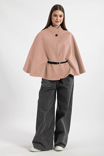 Hatun Atila معطف نسائي بحزام وأزرار وياقة على شكل حرف V ولون وردي فاتح