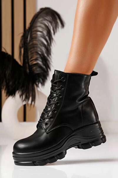 Zaira Ghete dama vatuite negre din piele ecologica Feriha #23034 - 39