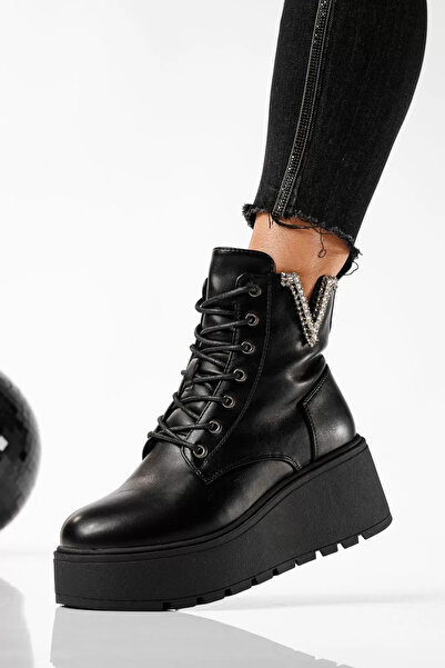 Zaira Ghete dama îmblanite negre din piele ecologica Ema #22771 - 37