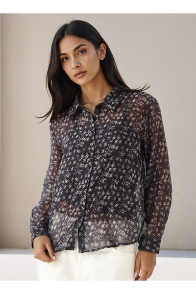 FAV Regular Fit Viscose Floral Print Shirt with Collar