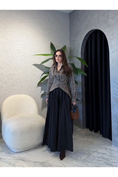 By Merve Darende Kıraşlı Kırışık Efektli Bohem Etek