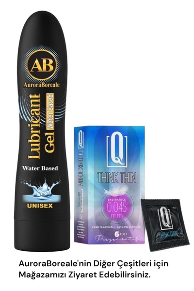 AuroraBoreale Tırtıklı 6 lı Prezervatif Condom Büyük Boy Sade Su Bazlı Kayganlaştırıcı Jel Seti