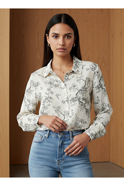 FAV Regular Fit Viscose Floral Print Shirt with Collar