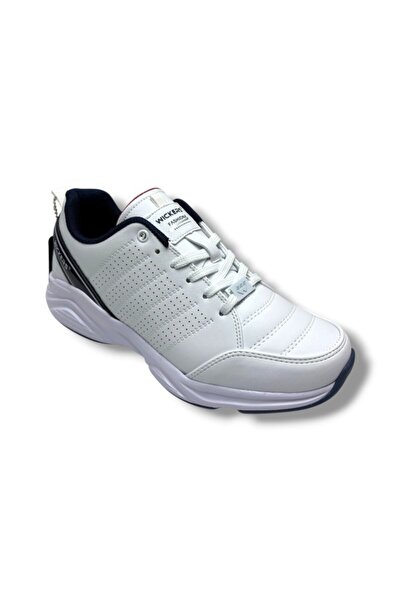 Wickers 2353-26 Cilt Deri Anatomik Erkek Sneaker Beyaz Laci