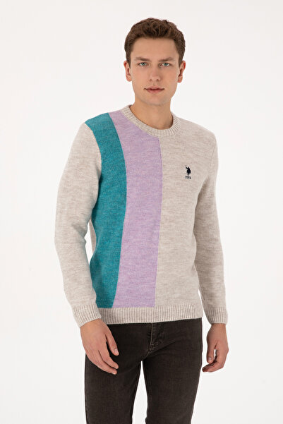 U.S. Polo Assn. سترة رجالية ذات قصة عادية وياقة دائرية من ستون 50314955-VR049