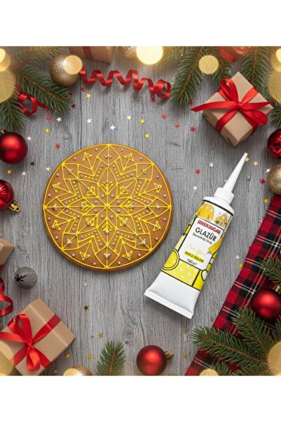 ŞEKER & SUGAR Şeker&Sugar Yılbaşı Kurabiye ve Cupcake için Yenilebilir SARI G...