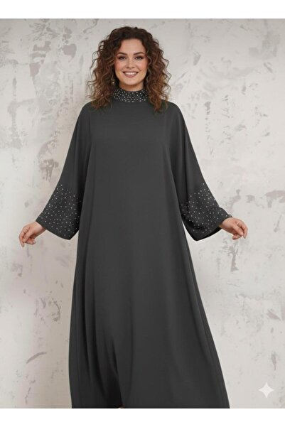 MAY MARA Women's Comfortable Fit Dress with Pearl Embroidery on the Collar and Sleeves