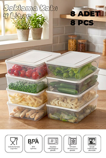 Mefa Mutfak Refrigerator Organizer Storage Container Suitable for Microwave a...