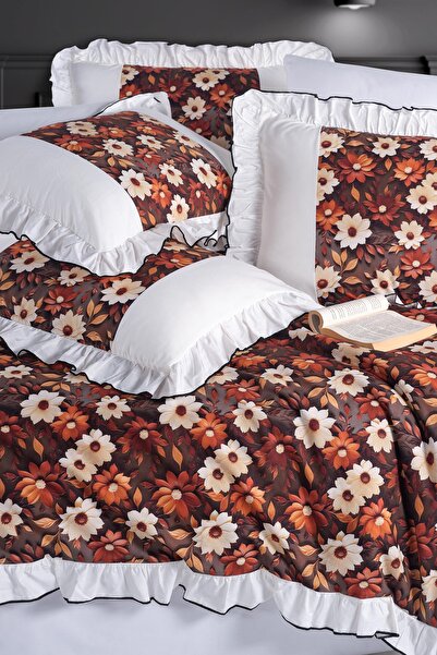 GARDEN ROOM Gold Series 5D Baskılı Fırfırlı - Sonbahar Çift Kişilik Nevresim Seti %100 Pamuk