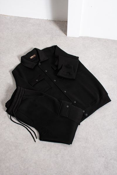 grand coco Men's 3-thread s Fleece-Lined black open leg k Cargo Pocket tracks...