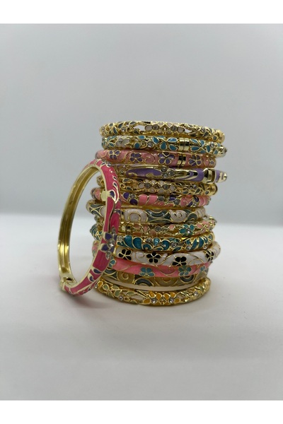 GiftPack زهور ملونة مزخرفة بالمينا - قوس قزح مكون من 3 قطع