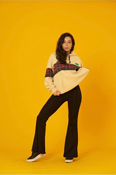 Nani Collection Kavun Içi Rengi, Koyu Renkli Çizgili Desenli Oversize Unisex Sweatshirt