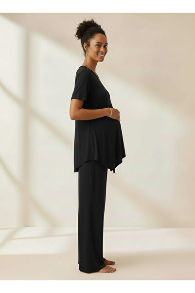 SARE ERKMEN Maternity Clothing Combed Cotton (Stretch Fabric) Top and Bottom Set