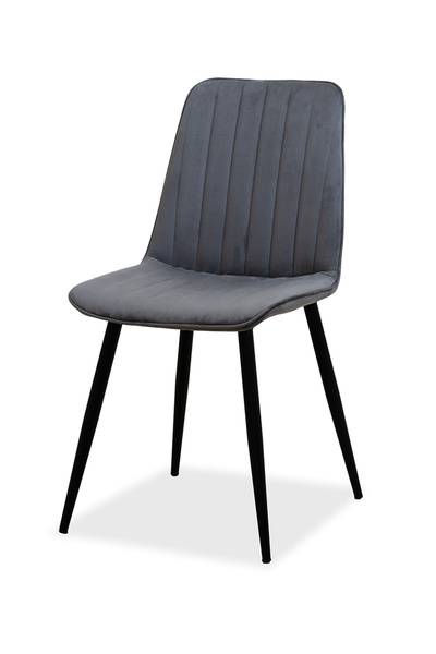 Estelia Kapadokya Gri Döşemeli Mutfak Sandalyesi – Siyah Metal Ayaklı, Modern...