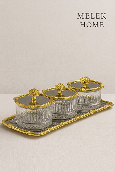 Paşabahçe Gül detaylı gold şık sunumluk , şekerlik