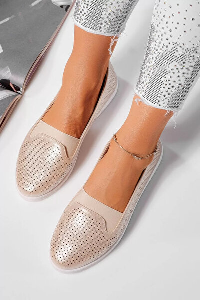 Zaira Γυναικείες μπεζ μπαλαρίνες από οικολογικό δέρμα Rebeca #21780