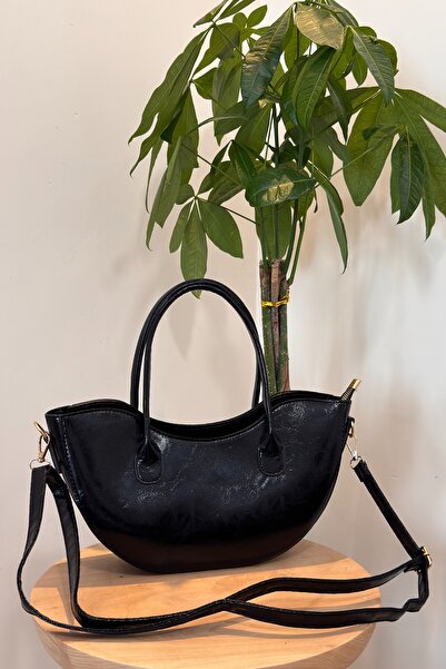 Classbag Modern Cross Strap Black Moon Bag Women's Hand Shoulder Bag