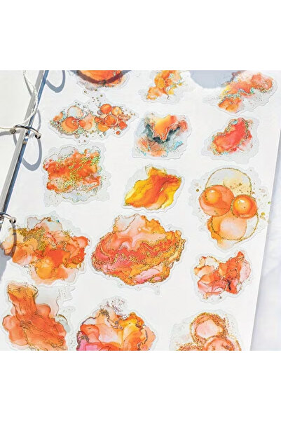 Kolbi Craft 15 قطعة من ملصقات الألوان المائية البرتقالية الشفافة المذهبة لدفت...