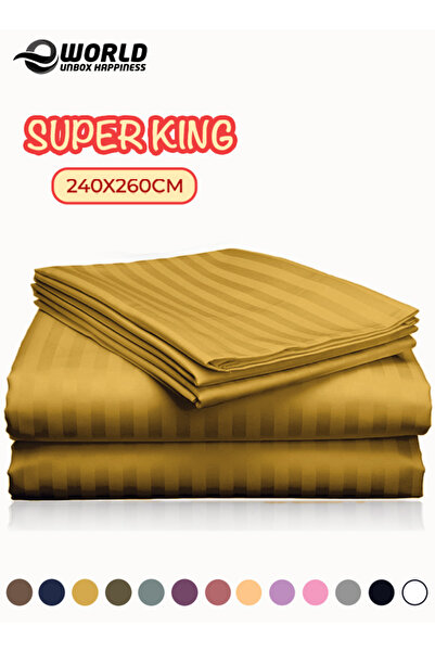 e world unbox happiness 3 Piece Super King Striped Bed Sheet Set – Flat Sheet...