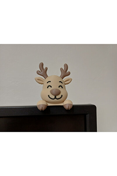 Anka Atolye Sevimli Yılbaşı Geyiği Monitör Figürü - 3D Baskı Figür Dekorasyon