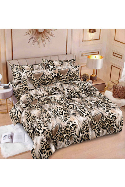 trendyhome Finet Cotton Fitted Bedding Set 6 Pieces, Brown, Animal Print, T308