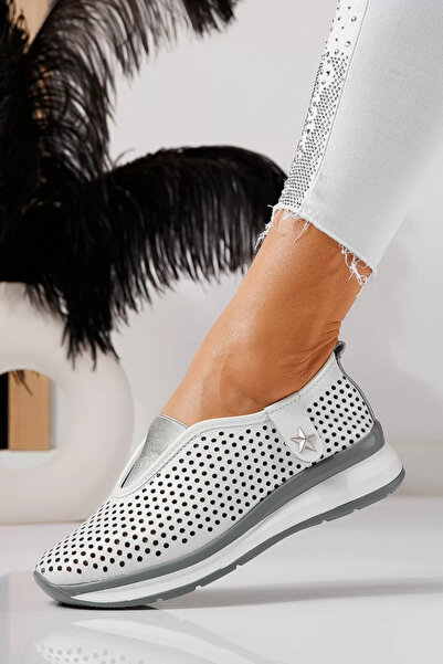 Zaira Pantofi casual dama albi din piele naturala Lidia #21558 - 41