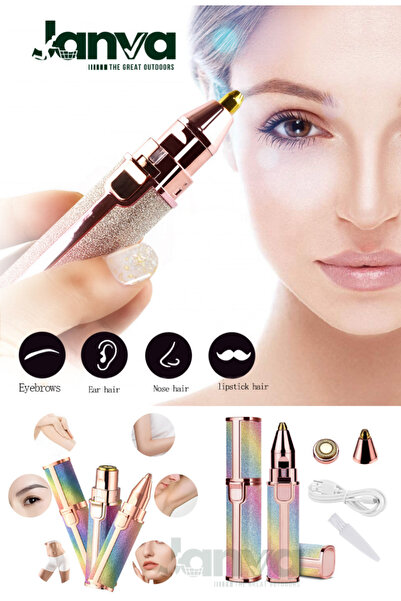 ozbience 2'in1 Kalem Şekilli Yüz ve Kaş Tüy Alma Cihazı, Yıkanabilir, USB Şarjlı