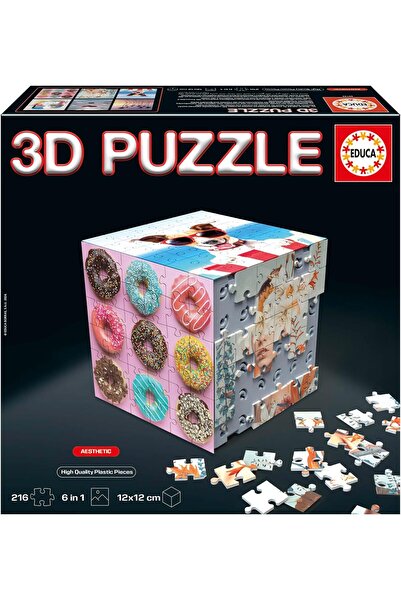 EDUCA 3D Puzzle Dice Animals (216 pieces, 6 x 36-piece puzzles)